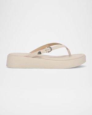 Frye Maya Buckle Thong Sandals - White