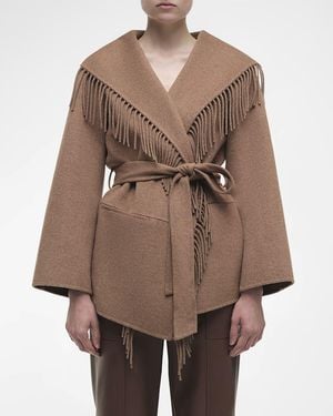 Jonathan Simkhai Rowen Fringe Belted Wool-Blend Jacket - Brown