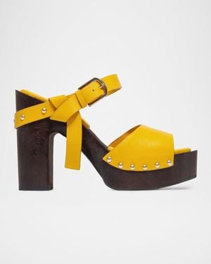 Bernardo 115Mm Luxor Leather Platform Clogs - Yellow
