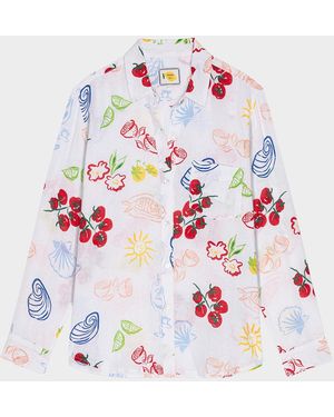 Rails X Giadzy Charli Antipasti Long-Sleeve Linen Shirt - White