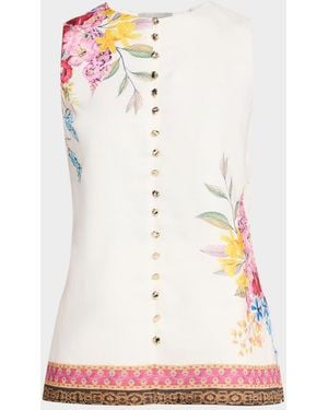 Tahari Annalise Sleeveless Floral-Print Shirt - Multicolor