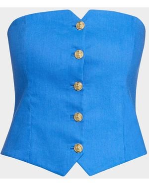 Alice + Olivia Kelcey Strapless Top - Blue