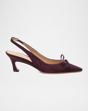 Santoni 55Mm Suede Slingback Pumps - Pink