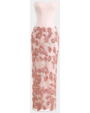 HELSI Julia Strapless Sweetheart Corset Floral Gown - Pink