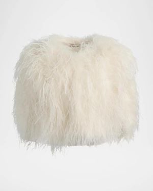 Alice + Olivia Kidman 3/4 Sleeve Feather Capelet - White