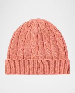 Loro Piana Cedar Cable-Knit Cashmere Beanie - Pink
