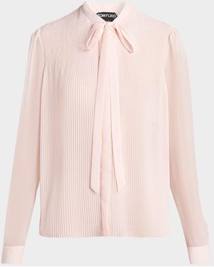 Tom Ford Chiffon Micro Pleated Top - Pink