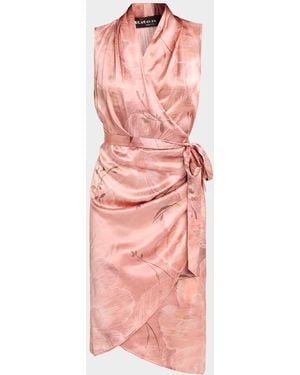 Kiton Sleeveless Floral-Print Silk Wrap Dress - Pink