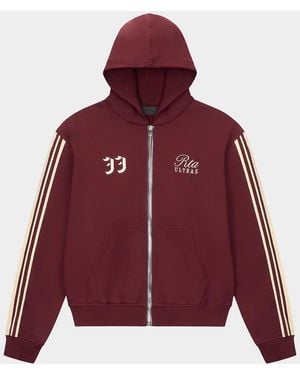 RTA Apos;S Striped-Sleeve Cotton Zip-Front Hoodie - Red