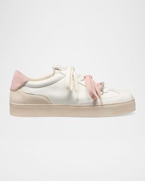 Stuart Weitzman Colton Embellished Leather Sneakers - Natural
