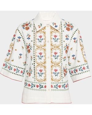 Weekend by Maxmara Embroidered Eyelet Cotton Shirt - White