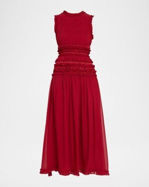 Ulla Johnson Etta Sleeveless Silk Maxi Dress - Red