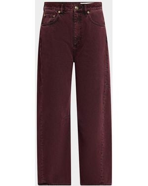 Rag & Bone Charlie High-Rise Barrel Jeans - Red