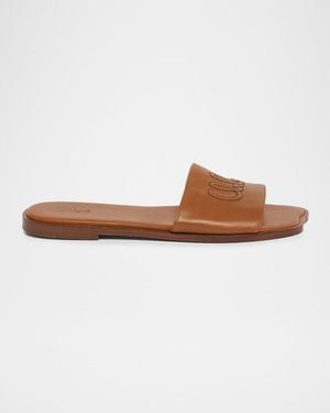 Chloé Soleil Leather Flat Slide Sandals - Multicolor