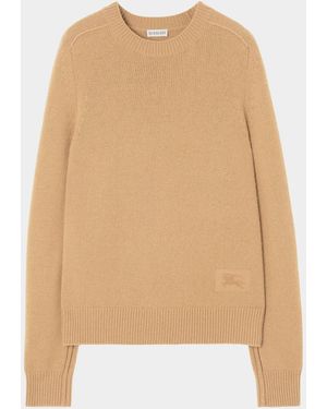 Burberry Constance Cashmere Crewneck Sweater - Natural