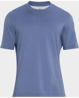 Brunello Cucinelli Cotton English Rib Half-Zip Sweater - Blue