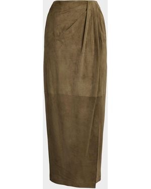 Ralph Lauren Lightweight Suede Midi Skirt - Green