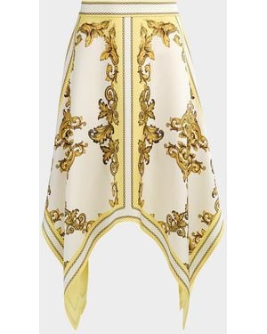 Alice + Olivia Davina Handkerchief Midi Skirt - Metallic