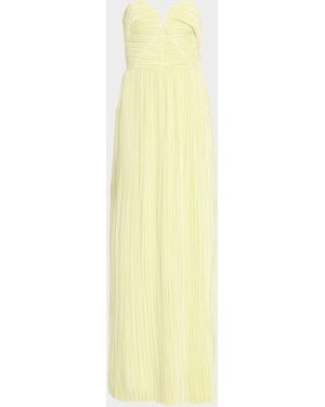 As It May Liora Pleated Strapless Column Gown - Yellow
