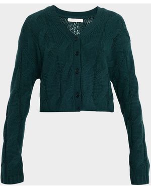 SABLYN Jolie Cropped Cashmere Cable Cardigan - Green