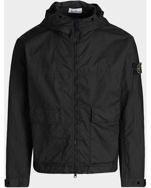Stone Island Apos;S Logo Hooded Parka - Black