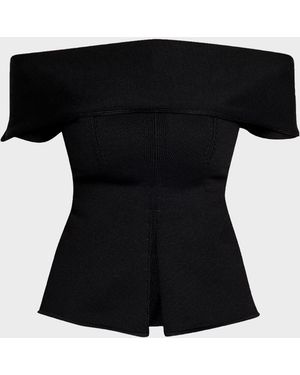 FFORME Faye Off-The-Shoulder Sculpted Knit Top - Black
