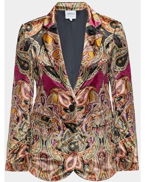 MISA Los Angles Catroux Paisley Velvet Single-Breasted Blazer - Multicolor