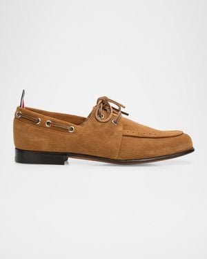 Thom Browne Brogue Suede Boat Shoes - Brown