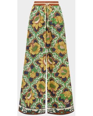 ALÉMAIS Liana Silk Palazzo Pants - Green