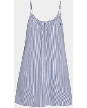 Polo Ralph Lauren Striped Cotton Gathered Mini Slipdress - Purple