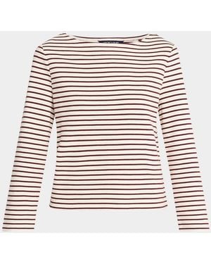 Veronica Beard Hovey Striped Knit Top - White