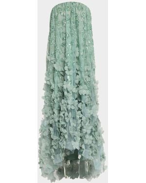 HELSI Alice Beaded Floral Strapless Dress - Green