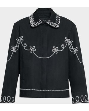 Rails Keaton Embroidered Shirt Jacket - Black