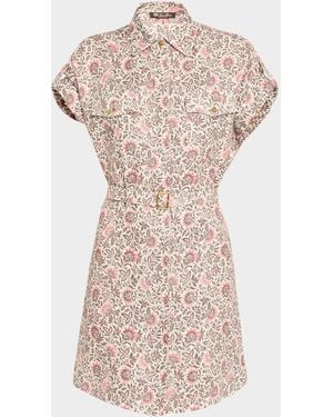 Loro Piana Idris Riserva San Nicolo Twill Belted Mini Shirtdress - Multicolor