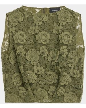 Simone Rocha Sleeveless Floral Lace Boxy Smock Top - Green