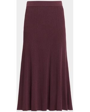 Misook Rib Knit A-Line Midi Skirt - Purple