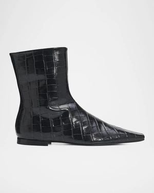 TOTEME Croc-Embossed Leather Chelsea Boots - Black