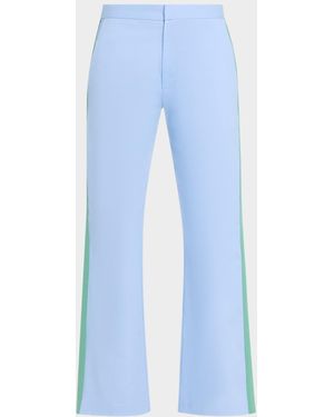 Cynthia Rowley Grosgrain-Trim Cotton Flare Pants - Blue