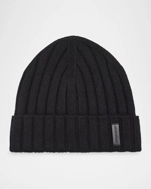 Emporio Armani Apos;S Wool And Cashmere Wide-Rib Beanie Hat - Black