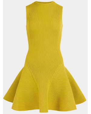 Alaïa Sleeveless English Rib Mini Skater Dress - Yellow