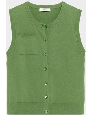 Vince Sleeveless Patch Pocket Cardigan - Green