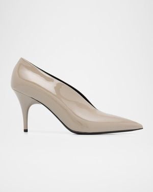 Gucci Musa Vernic Patent Leather Anklet Pumps - White