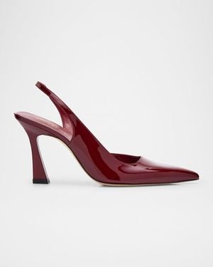 Stuart Weitzman Vinnie D'Orsay Patent Leather Slingback Pumps - Red