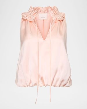 Cinq À Sept Lucianna Sleeveless Silk Bubble Blouse - Pink