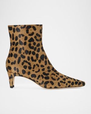 STAUD Wally Calf Hair Ankle Boots - Brown