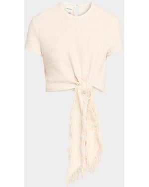 Nanushka Mariel Cotton Linen Tweed T-Shirt - Natural