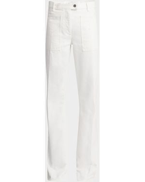 Ferragamo High-Rise Midweight Denim Straight-Leg Pants - White