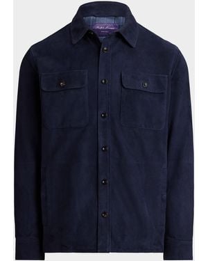 Ralph Lauren Apos;S Calloway Suede Shirt Jacket - Blue