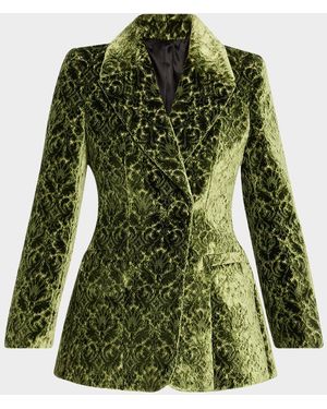 Burberry Velvet-Jacquard Blazer - Green
