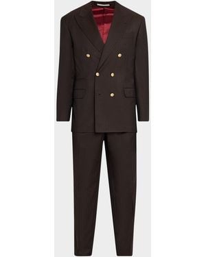 Brunello Cucinelli Apos;S Wool And Cashmere Chevron Double-Breasted Suit - Black